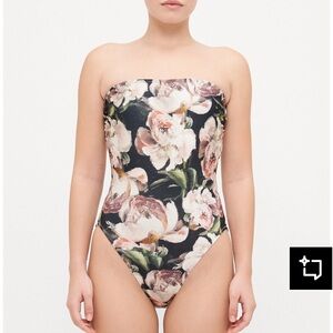 Norma Kamali Black Floral One-Piece Swimsuit